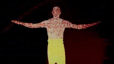 çağdaş bir tarzda dans usta erkek dansçı. bir gölge dansçı siluet ve video statik bindirmeleri kullanarak bu serisidir
