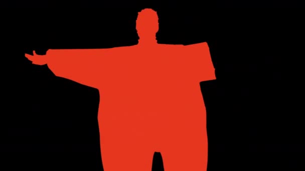 Człowiek Wewnątrz Zawyżone Tłuszczu Garnitur Taniec — Wideo stockowe
