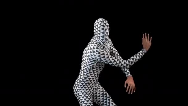 在黑色背景上跳舞的人类剪影 — 图库视频影像