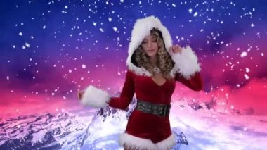 Kadın Noel Baba kostüm Dağları arka dans