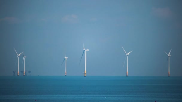 Offshore Szélturbinák Tiszta Megújuló Energia Északi Tenger Kent Egyesült Királyság — Stock videók
