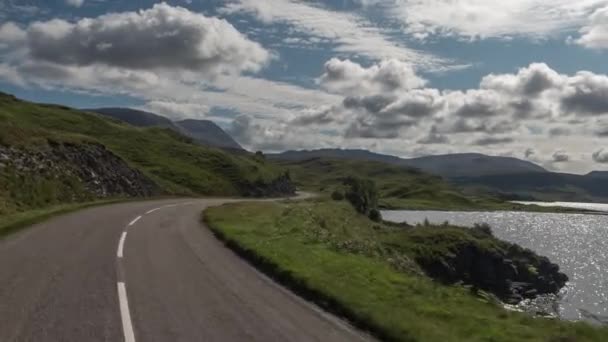Pov Shot Camera Attached Front Vehicle Driving Beautiful Empty Roads — Stock Video
