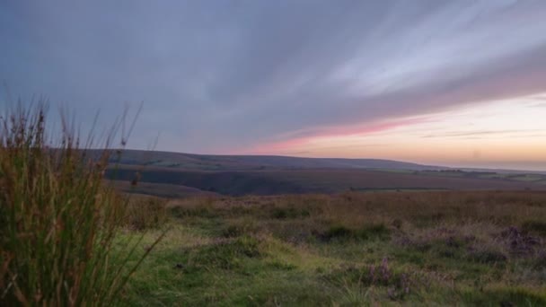 Ηλιοβασίλεμα Της Άγρια Λόφους Του Exmoor Ντέβον — Αρχείο Βίντεο