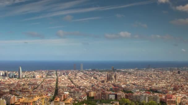 Широкий Кут Таймлапсу Барселони Знятий Бункерів Кармель Пропонує Дивовижні Панорамні — стокове відео