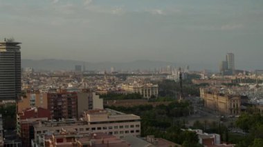 mont juic barcelona şehir merkezi Skyline üzerinden günbatımı timelapse