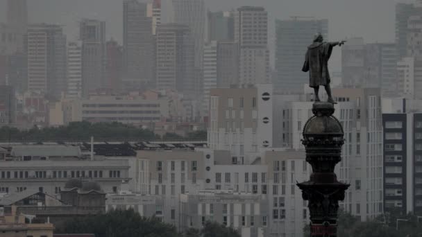 Vistas Desde Mont Juic Del Centro Barcelona Skyline — Vídeos de Stock