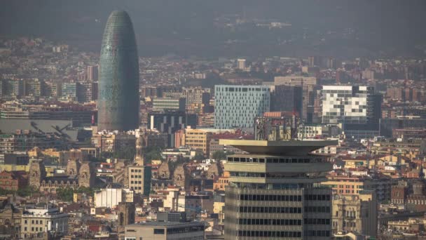 Barcelona Červenec 2017 Časová Prodleva Panorama Centra Města Barcelona Mont — Stock video