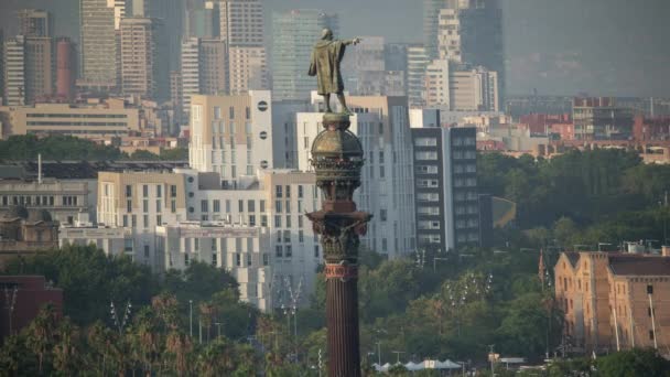 Barcelona Juli 2017 Stadtsilhouette Von Barcelona Vom Mont Juic Mountain — Stockvideo