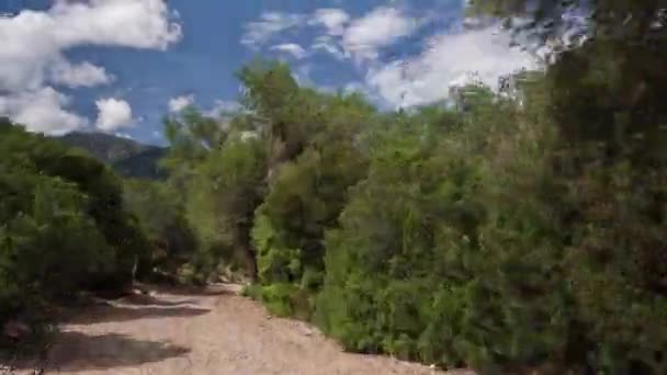 Pov Shot Camera Attached Front Road Vehicle Driving Beautiful Trails — Stock Video
