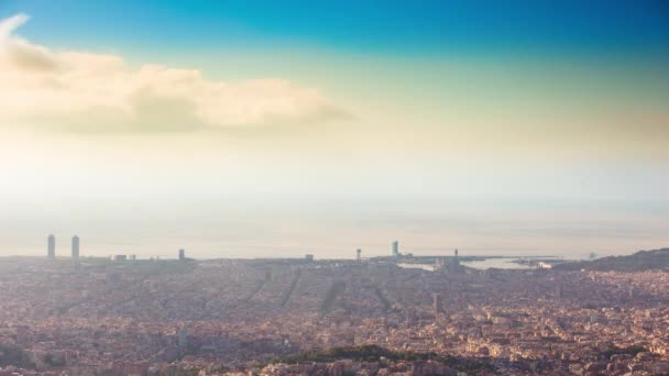 Timelapse Horizonte Cidade Barcelona Início Manhã Com Luz Bonita — Vídeo de Stock