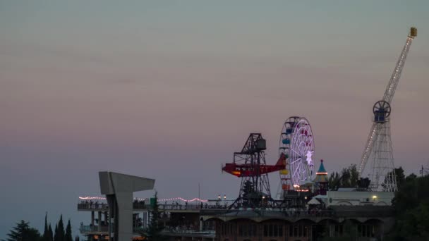 Barcelona Julho 2017 Lapso Tempo Dos Passeios Parque Diversões Tibidabo — Vídeo de Stock