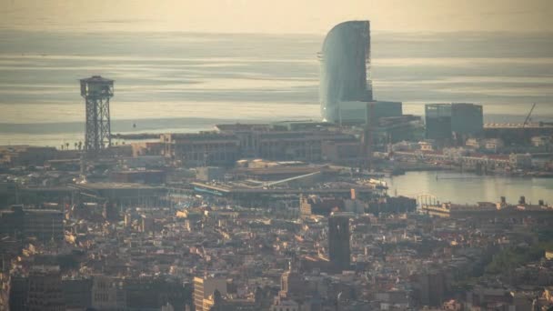 Barcelona Luglio 2017 Time Lapse Buildings Barcellona Shot Tibidabo Mountain — Video Stock