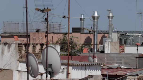 Dächer Von Barcelona Von Einer Terrasse Zentrum Der Stadt Aus — Stockvideo
