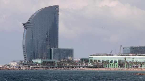Limandan Olimpiyat Barcelona Spanya Barcelona Temmuz 2017 Barselona Manzarası Görünümünü — Stok video