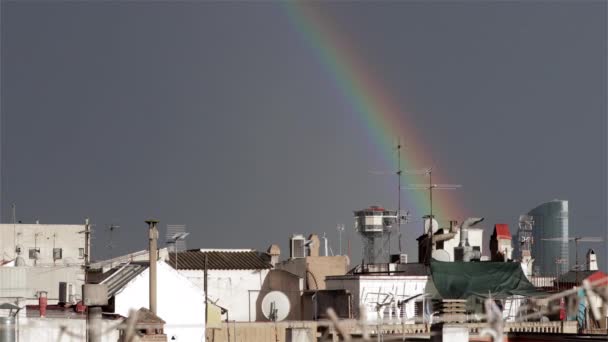 Timelapse Strzał Dachy Barcelona Strzał Tarasem Centrum Miasta Pogoda Tego — Wideo stockowe