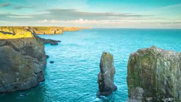 Pôr Sol Praia Costa Wales Reino Unido — Vídeo de Stock