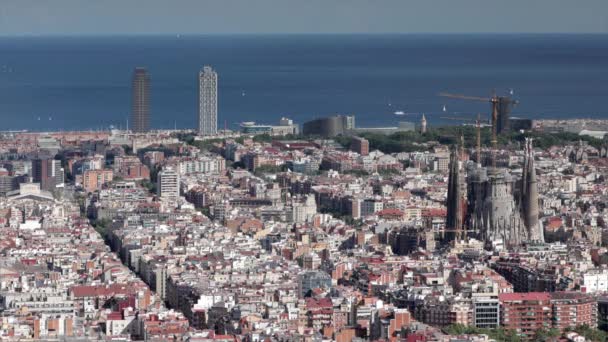 Panoramautsikt Över Stadens Silhuett Barcelona — Stockvideo