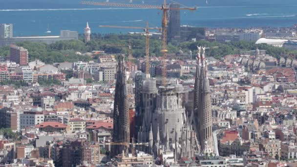 Barcelona Junho 2017 Sagrada Família Dos Bunkers Carmel Miradouro Sobre — Vídeo de Stock