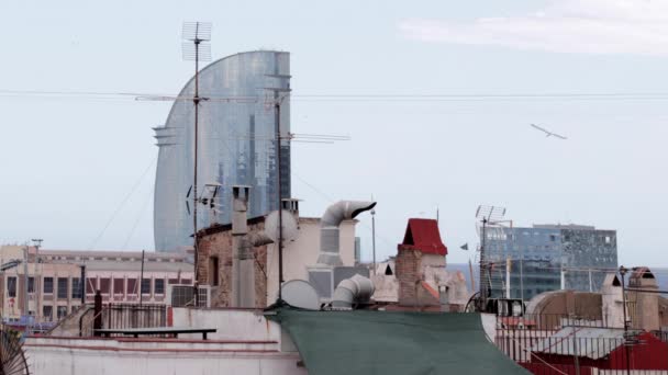 Barcelona Ciudad Skyline Tiro Bunkers Carmel Que Ofrece Vista Panorámica — Vídeo de stock