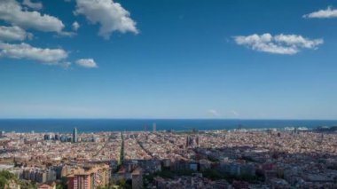 geniş açı timelapse Barselona şehir manzarası muhteşem panoramik manzaralarını sunan sığınaklar de carmel üzerinden vurdu