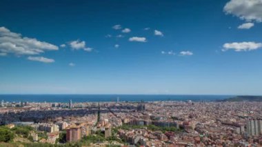 geniş açı timelapse Barselona şehir manzarası muhteşem panoramik manzaralarını sunan sığınaklar de carmel üzerinden vurdu
