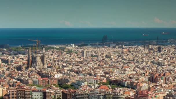 Timelapse Grandangolare Barcellona Girato Dai Bunker Carmel Che Offre Una — Video Stock