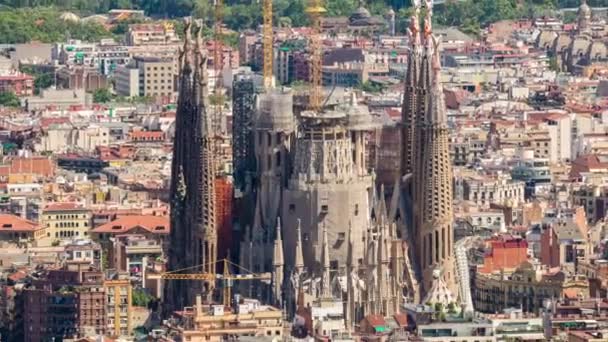 Barcelona Junio 2017 Sagrada Familia Desde Los Bunkers Carmel Mirador — Vídeo de stock
