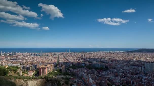 Широкий Угол Хронометраж Барселона Снимок Бункеров Кармель Предлагает Удивительный Панорамный — стоковое видео