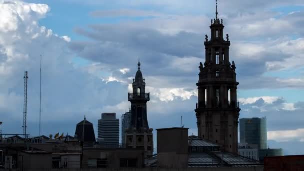 Rooftops Barcelona Shot Terrace Center City — Stock Video