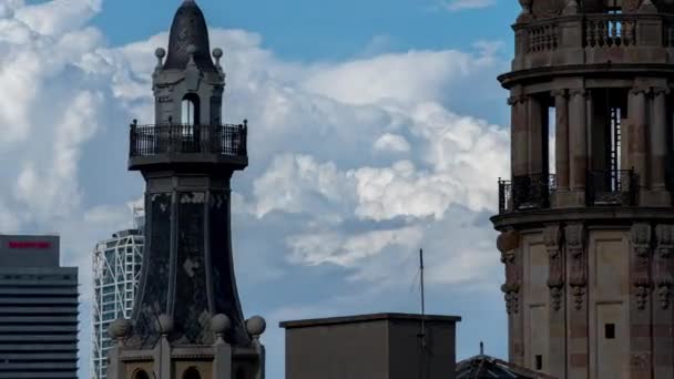 Крыши Барселоны Снимок Террасы Центре Города — стоковое видео