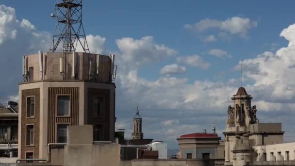 Střechy Barcelony Střílel Terasy Centru Města — Stock video