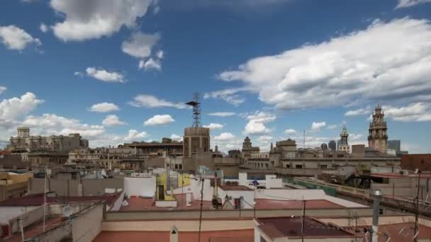 Rooftops Barcelona Shot Terrace Center City — Stock Video