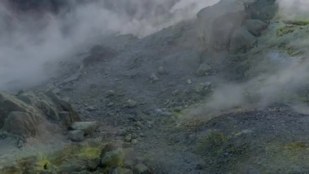 Sirné Výpary Blíží Nad Krátery Sopky Sicílie Itálie — Stock video