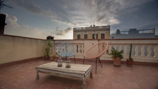 Lapso Tempo Terraço Último Piso Barcelona — Vídeo de Stock