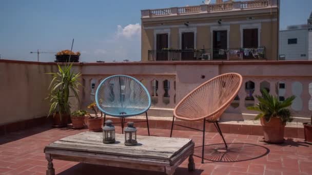 Time Lapse Una Fresca Terrazza Panoramica Barcellona — Video Stock