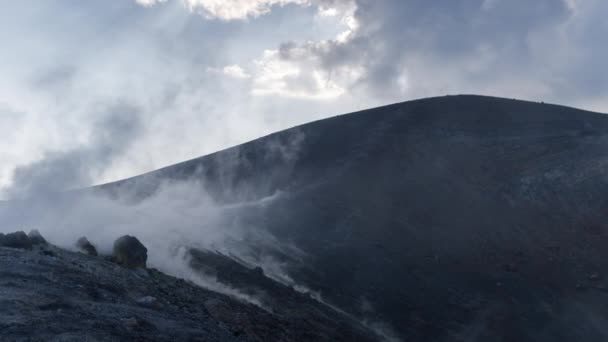 Volcano Island Coast Sicily Italy Constant Sulfurous Fumes Coming Vents — Stock Video