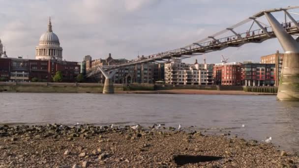 Kilátás Nyílik Szent Pál Székesegyház Millenniumi Hídtól London — Stock videók