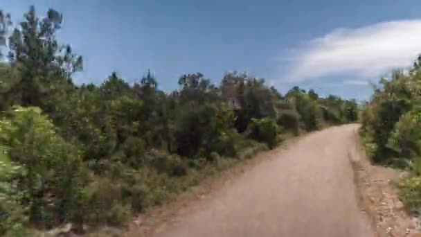 Pov Shot Camera Attached Front Road Vehicle Driving Beautiful Trails — Stock Video