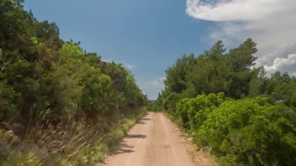 Pov Shot Camera Attached Front Road Vehicle Driving Beautiful Trails — Stock Video