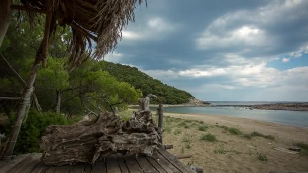 Cabana Madeira Bela Praia Ilha Mljet Croácia — Vídeo de Stock