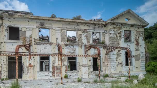 Destroyed Building Close Dubrovnik Attacked Balkan Attacked — Stock Video