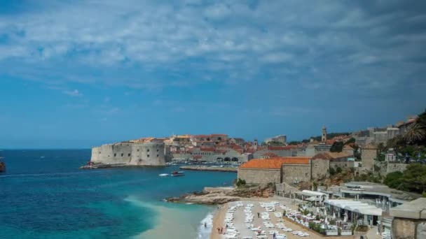 Hamnen Och Fästningen Gamla Staden Dubrovnik Kroatien — Stockvideo