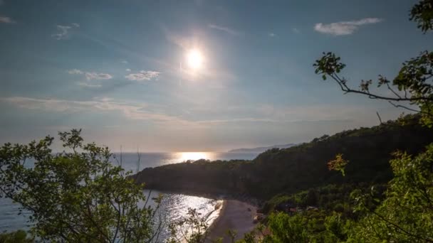 Güzel Gün Batımı Zaman Atlamalı Bir Plaj Deniz Karadağ — Stok video