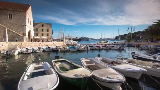 Hermoso Puerto Ciudad Hvar Elegante Ciudad Principal Isla Hvar Croacia — Vídeo de stock
