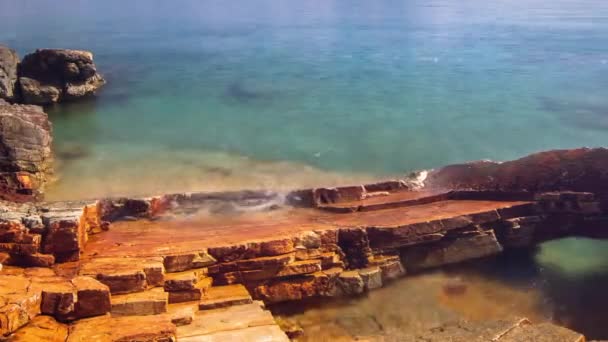 Timelapse Della Bella Spiaggia Deserta Limoni Scena Isola Mljet Croazia — Video Stock