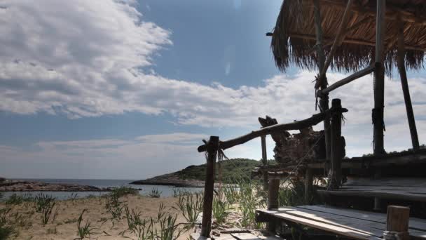 Hölzerne Hütte Schönen Strand Mljet Insel Kroatien — Stockvideo