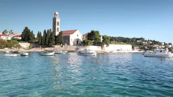Hermoso Puerto Ciudad Hvar Elegante Ciudad Principal Isla Hvar Croacia — Vídeos de Stock