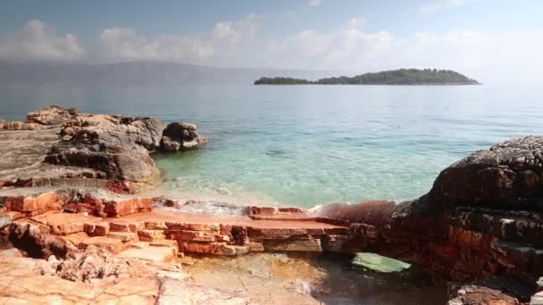 Horvátország Gyönyörű Strand Jelenet Lenyűgöző Adriai Tenger Kristálytiszta Víz — Stock videók