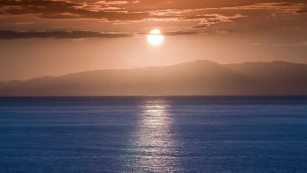 Vista Del Amanecer Mañana Con Horizonte Del Mar Mar Mediterráneo — Vídeos de Stock