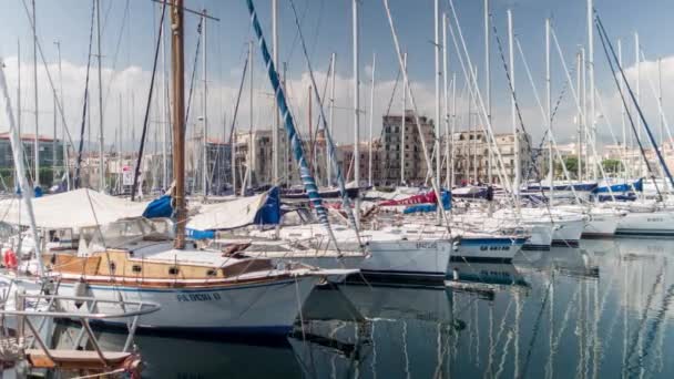 Palermo Italia Octubre 2016 Barcos Pesca Pequeños Yates Amarrados Puerto — Vídeos de Stock